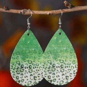 Green Leopard Print Earrings